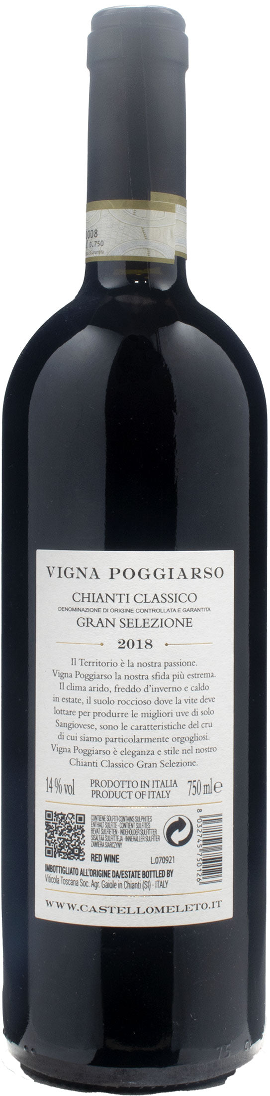 Castello di Meleto Chianti Classico Gran Selezione Vigna del Poggiarso 2018