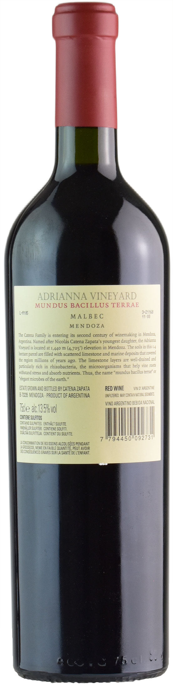 Catena Zapata Adrianna Vineyard Mundus Bacillus Terrae Malbec 2018
