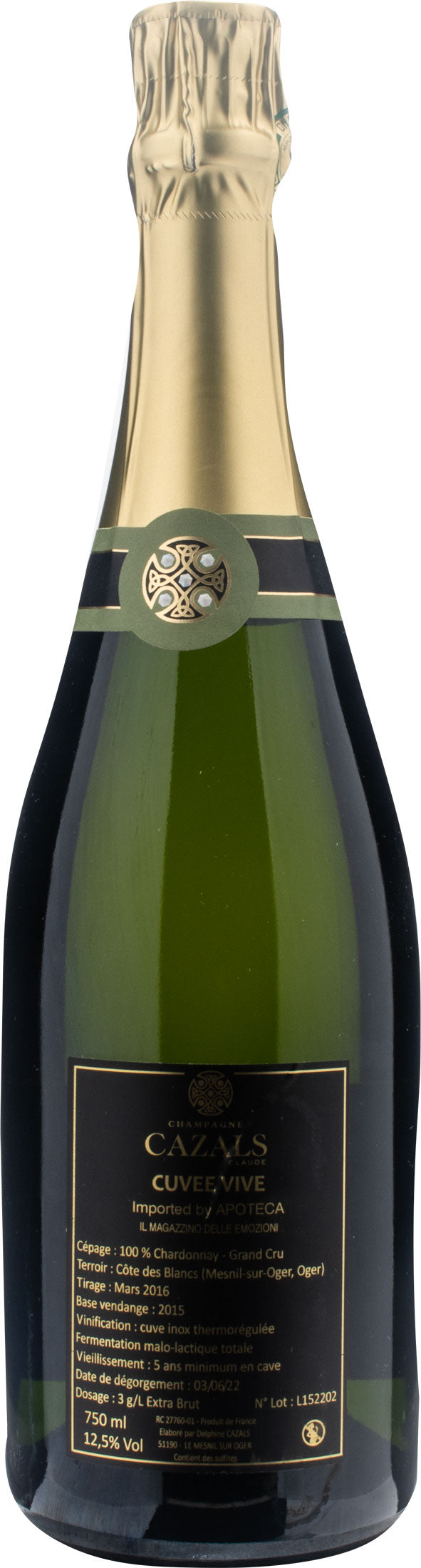 Claude Cazals Champagne Cuvee Vive Grand Cru Blanc de Blancs Extra Brut