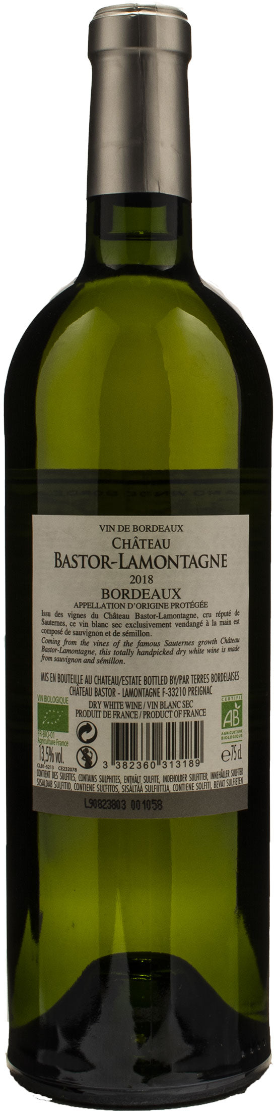 Chateau Bastor Lamontagne Sauvignon Bordeaux Sec 2018