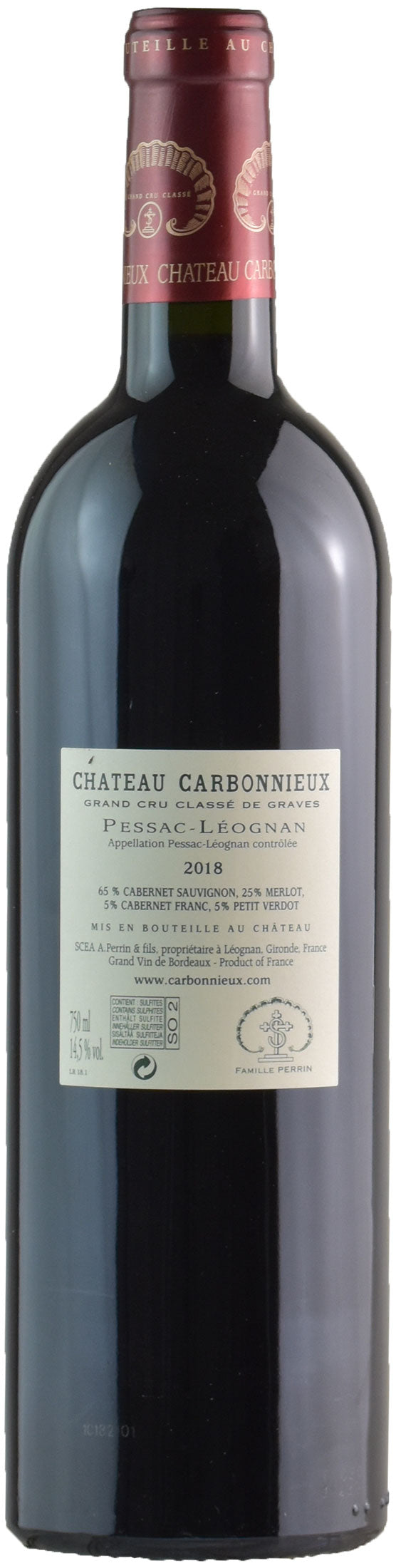 Chateau Carbonnieux Pessac Leognan Grand Cru Classe De Graves Rouge 2018