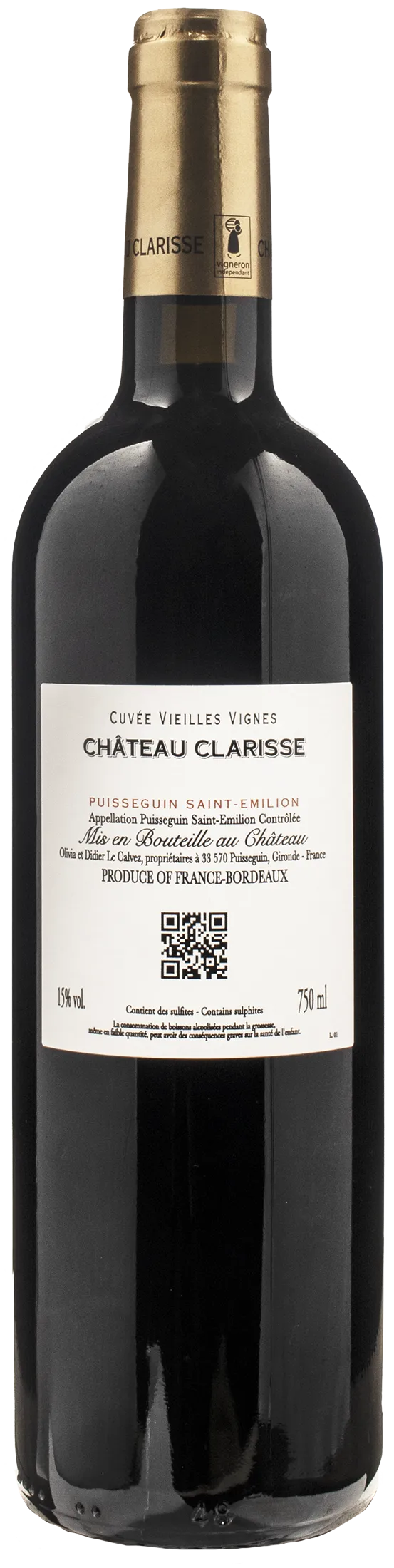 Chateau Clarisse Puisseguin Saint Emilion Vieilles Vignes 2018