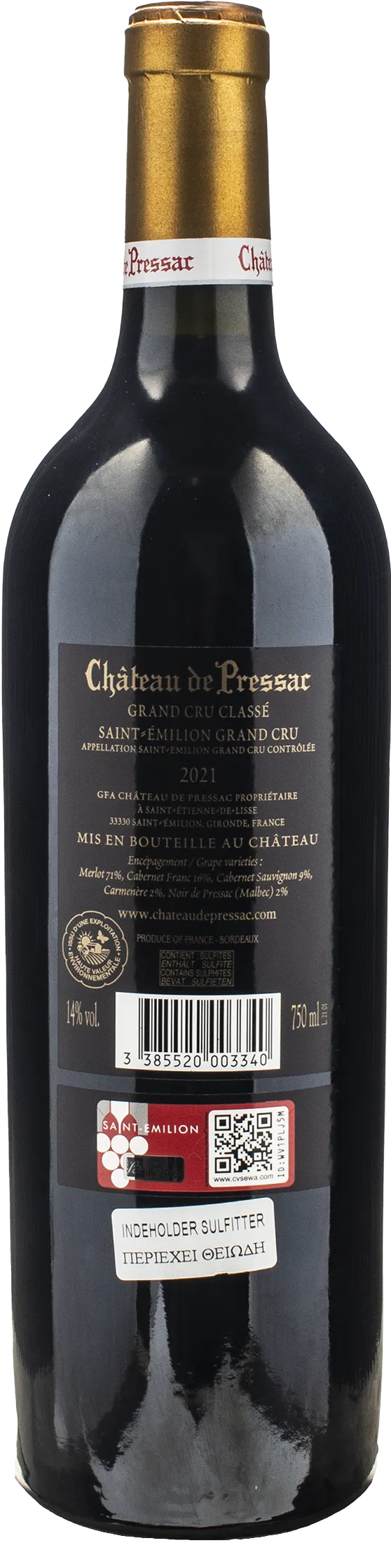 Chateau de Pressac Saint Emilion Grand Cru Classe 2021