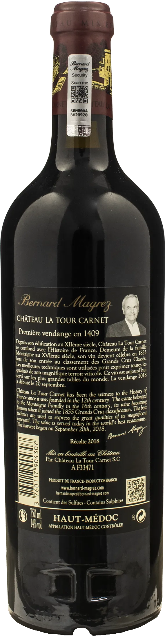 Chateau La Tour Carnet Haut Medoc Grand Cru Classe 2018