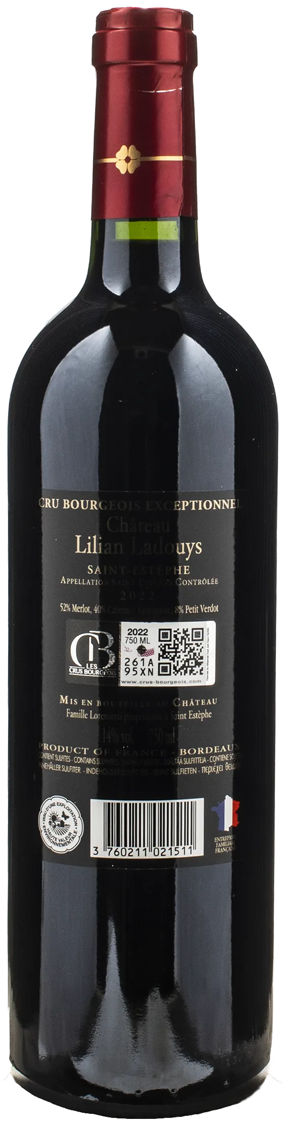 Chateau Lilian Ladouys St. Estephe Rouge Cru Bourgeois Exceptionnel 2022
