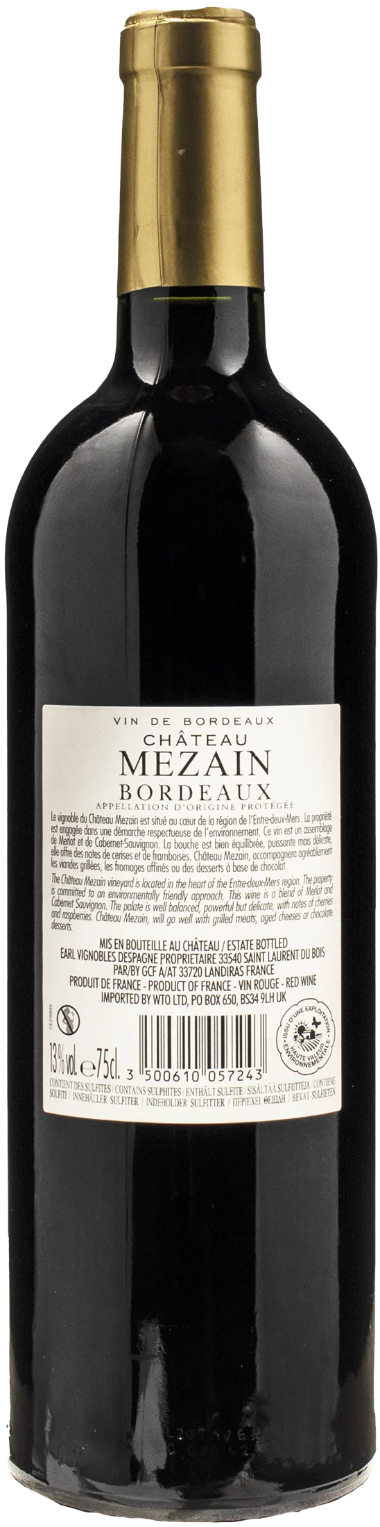 Chateau Mezain Bordeaux Merlot-Cabernet Sauvignon Rouge 2022