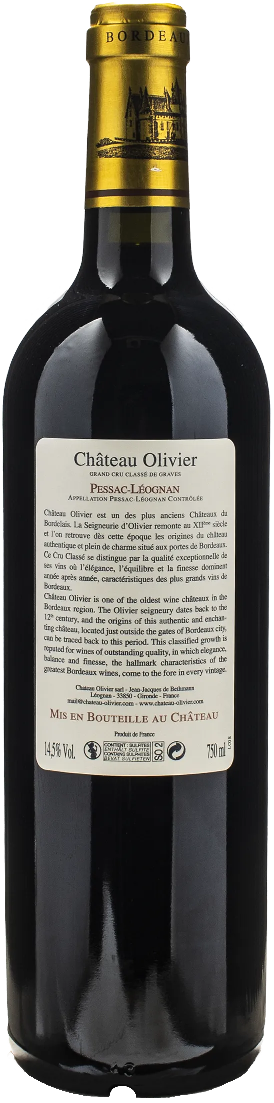 Chateau Olivier Pessac Leognan Gran Cru Classe Rouge 2009