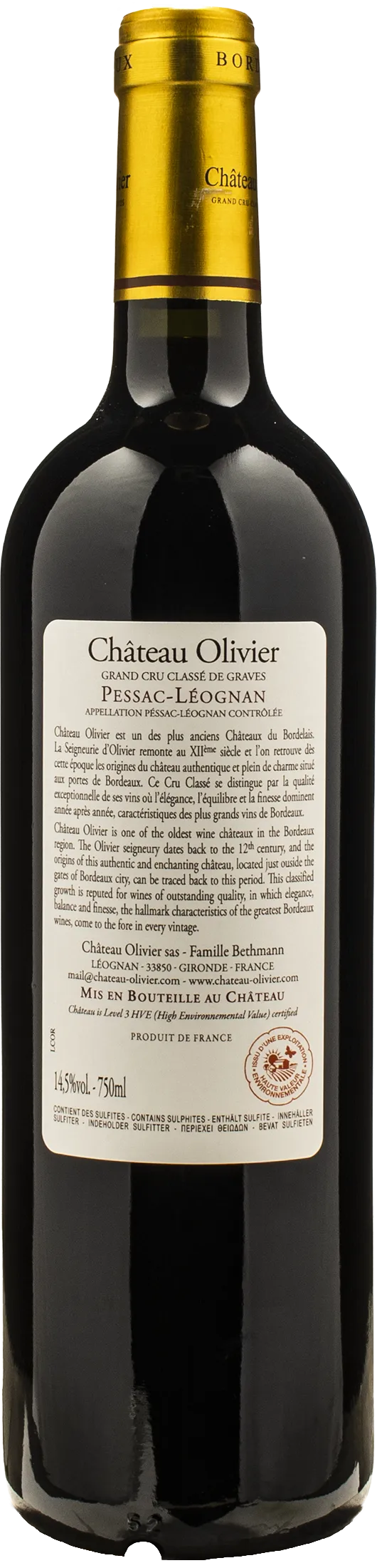 Chateau Olivier Pessac Leognan Gran Cru Classe Rouge 2020