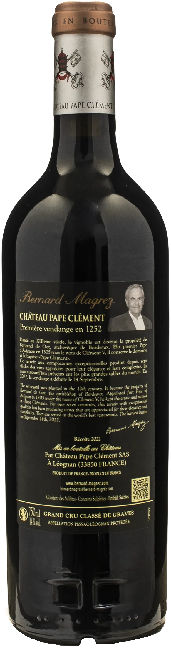 Chateau Pape Clement Pessac Leognan Rouge Grand Cru Classe de Graves 2022