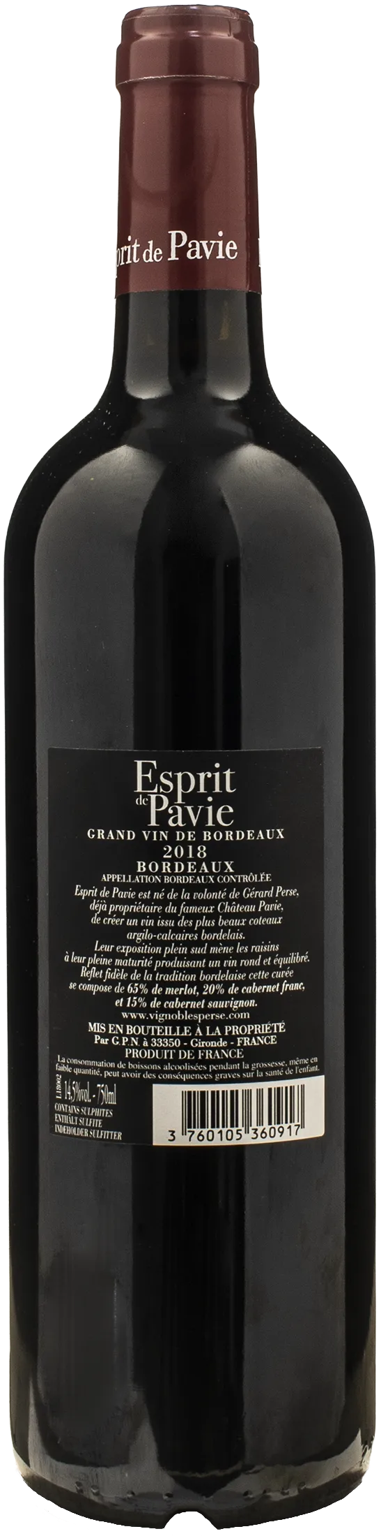 Chateau Pavie Bordeaux Esprit de Pavie 2018
