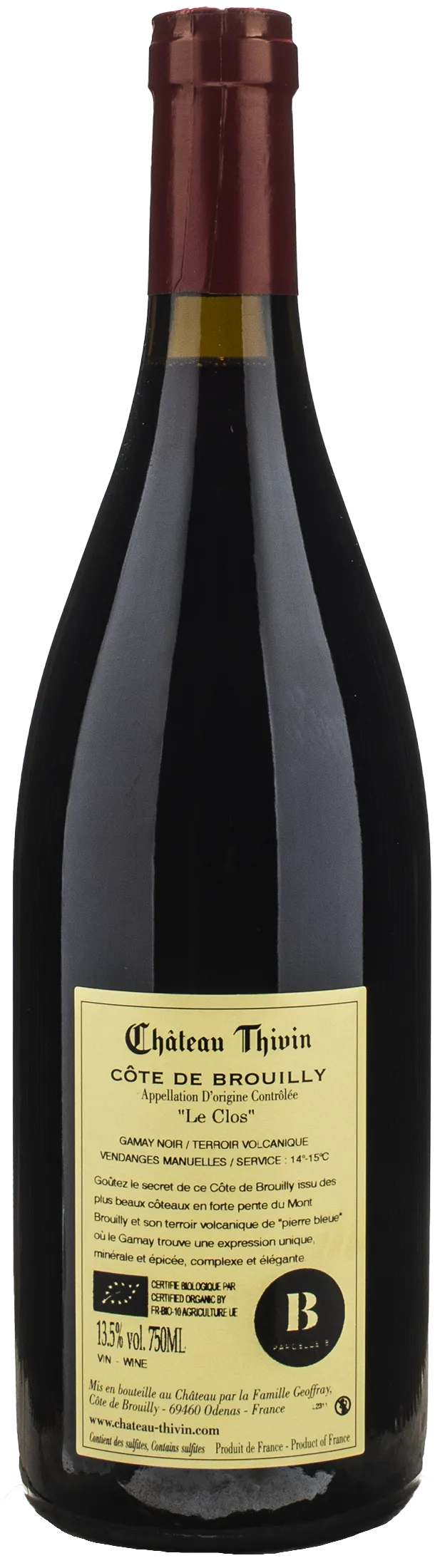 Chateau Thivin Cote de Brouilly Le Clos 2023