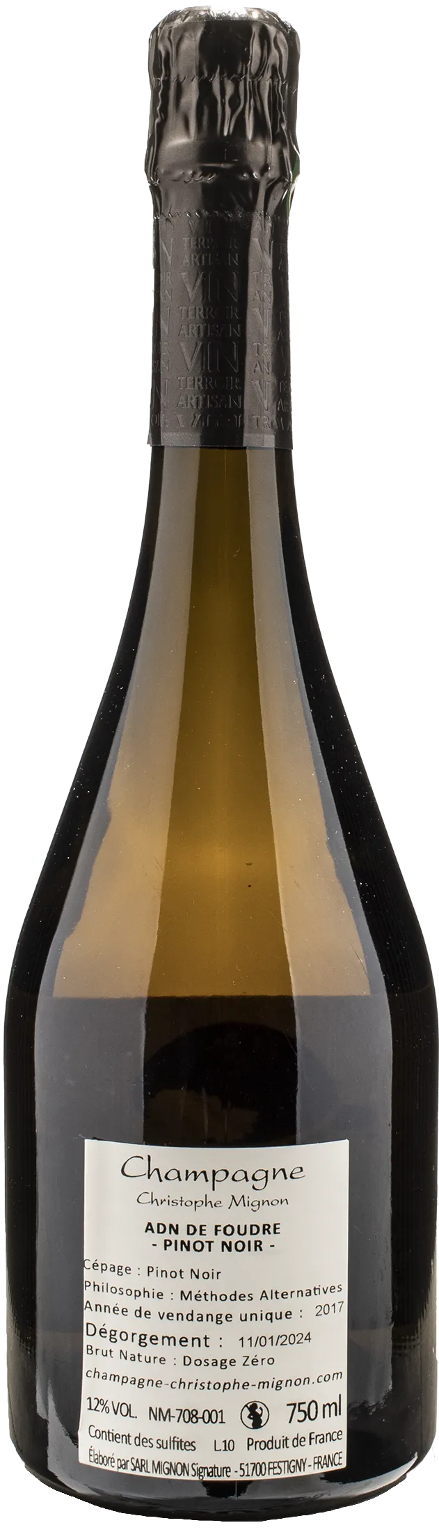 Christophe Mignon Champagne Adn de Foudre Pinot Noir Brut Nature