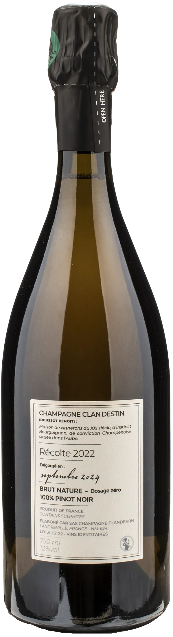 Clandestin Champagne Austral Brut Nature 2022