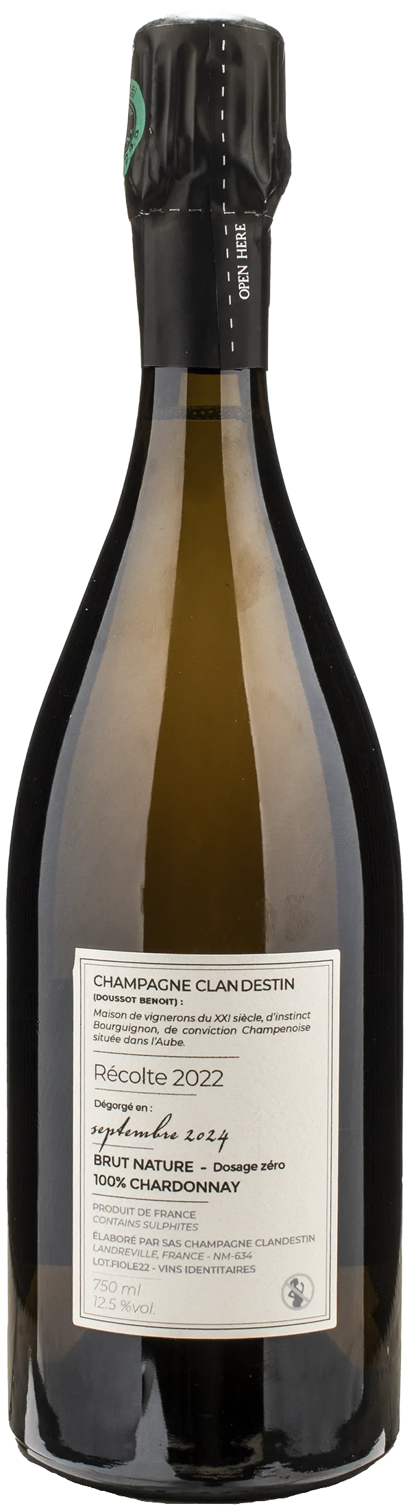 Clandestin Champagne Les Passagers Fiole Brut Nature 2022