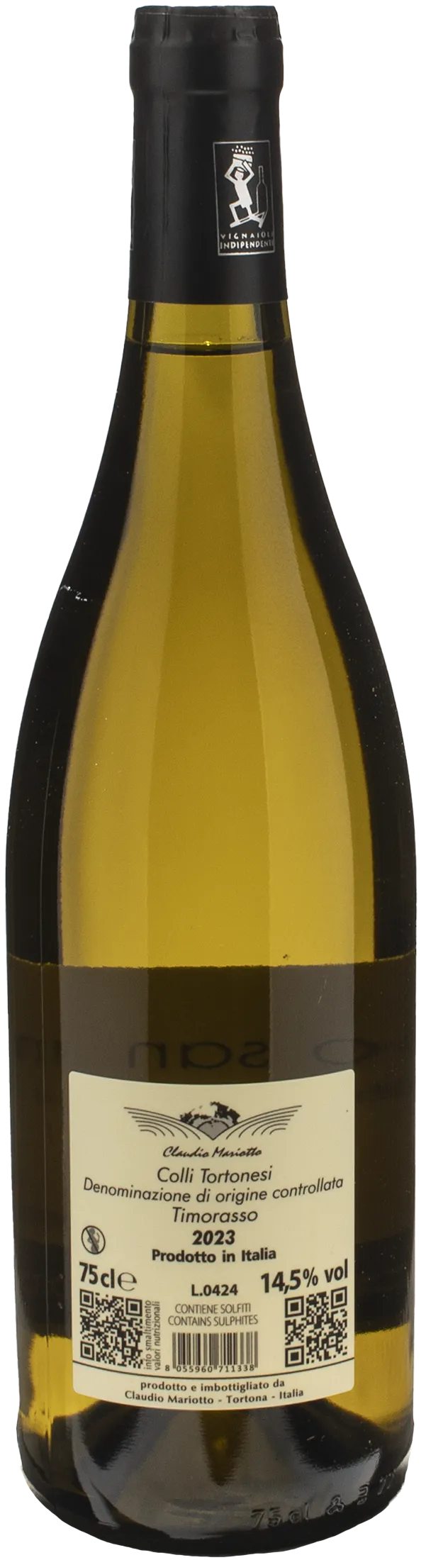 Claudio Mariotto Colli Tortonesi Timorasso Bricco San Michele 2023