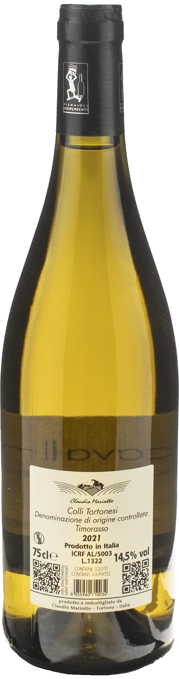 Claudio Mariotto Colli Tortonesi Timorasso Cavallina 2021