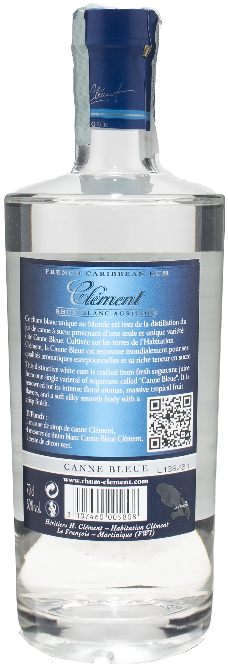 Clement Rhum Blanc Agricole Canne Bleue 0.7L