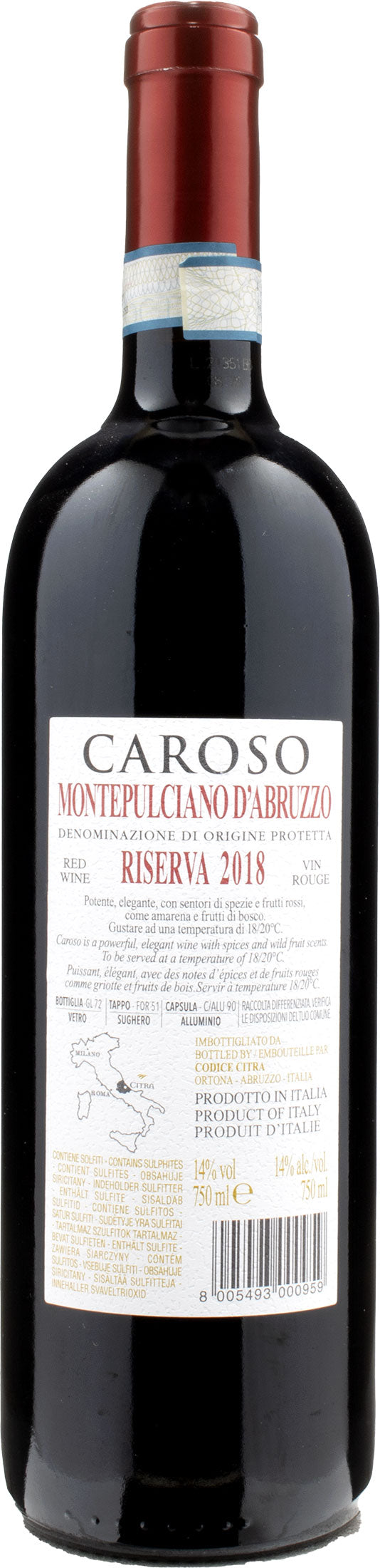 Codice Citra Montepulciano d'Abruzzo Caroso Riserva 2018