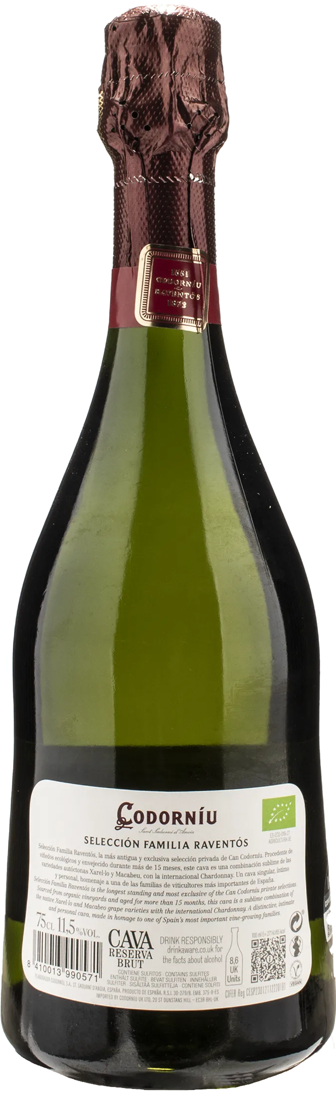 Codorniu Cava Seleccion Raventos Reserva Organic Brut