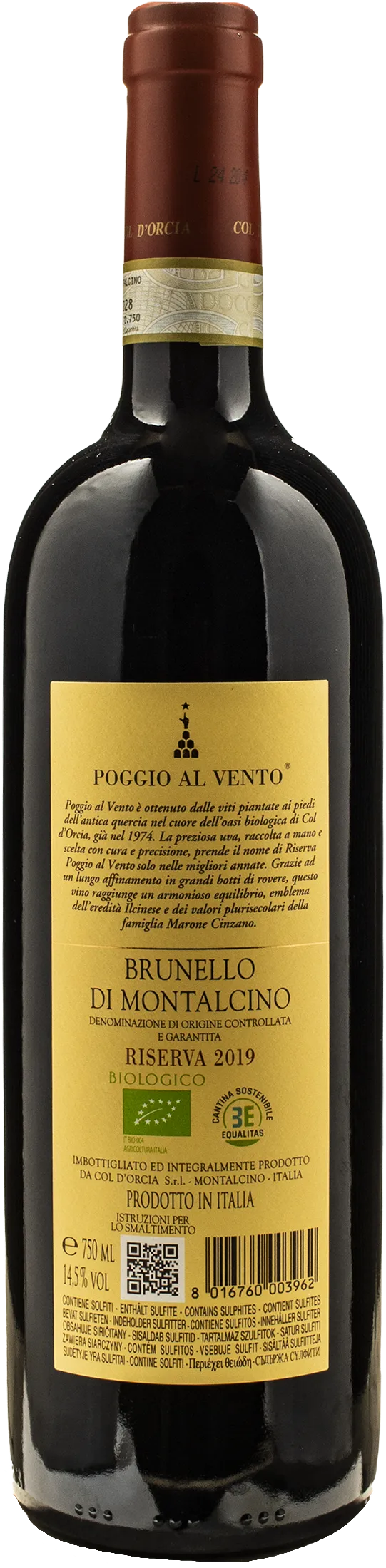 Col D'Orcia Brunello di Montalcino Poggio al Vento Riserva 2019