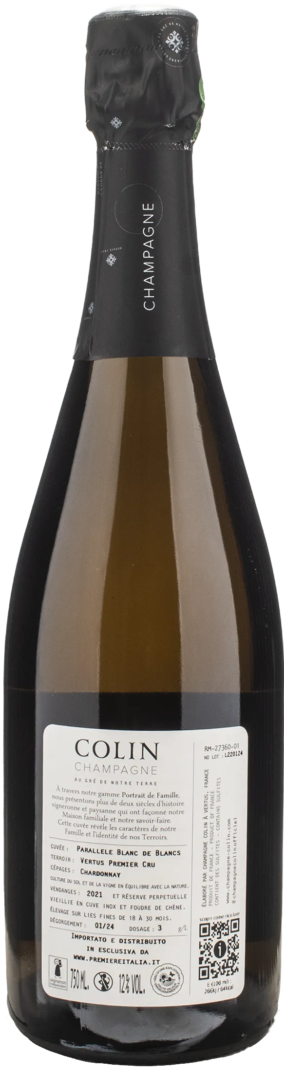 Colin Champagne Parallele 1er Cru Blanc de Blancs Extra Brut