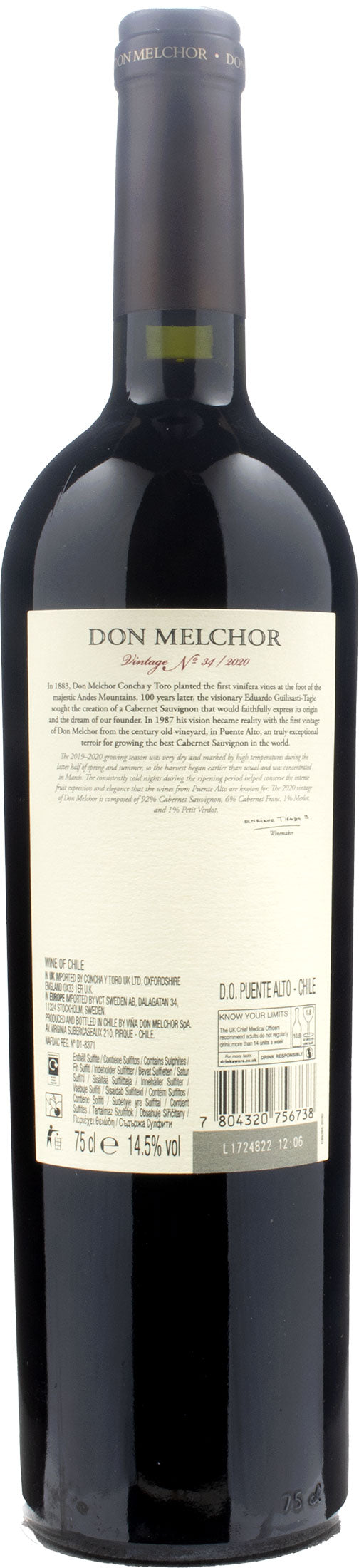 Concha y Toro Puente Alto Cabernet Sauvignon Don Melchor 2020