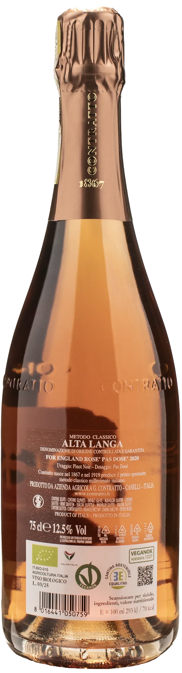 Contratto Alta Langa For England Rosè Pas Dose 2020