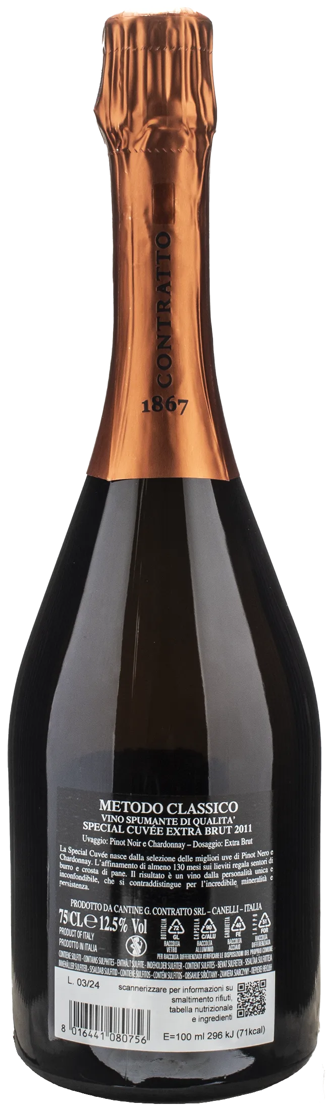 Contratto Special Cuvee Metodo Classico Extra Brut 2011