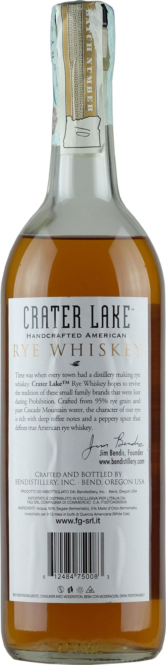 Crater Lake Rye Whiskey 0.7L