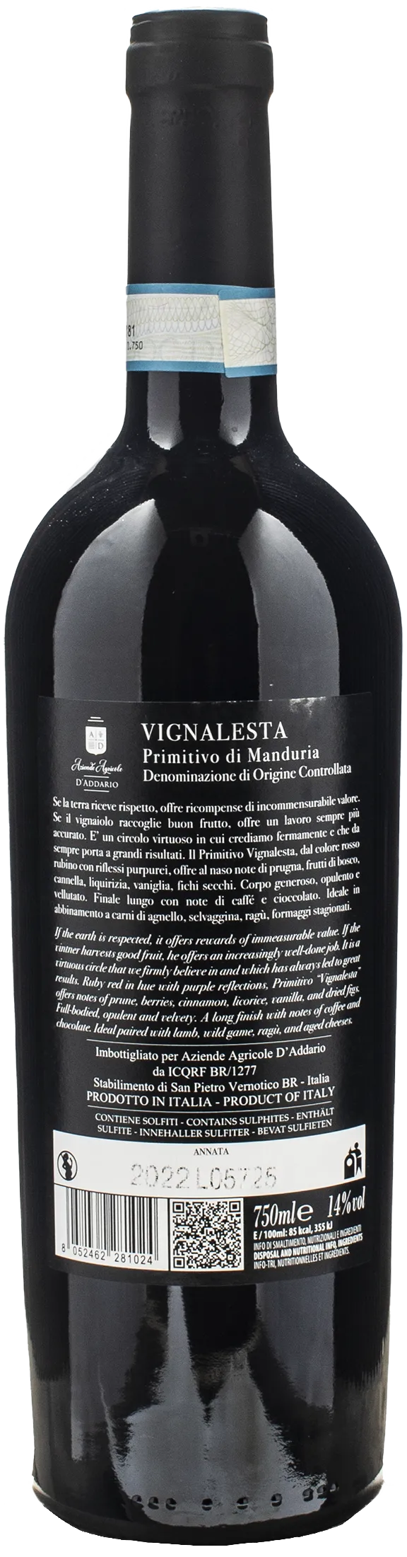D'Addario Primitivo di Manduria Vignalesta 2022