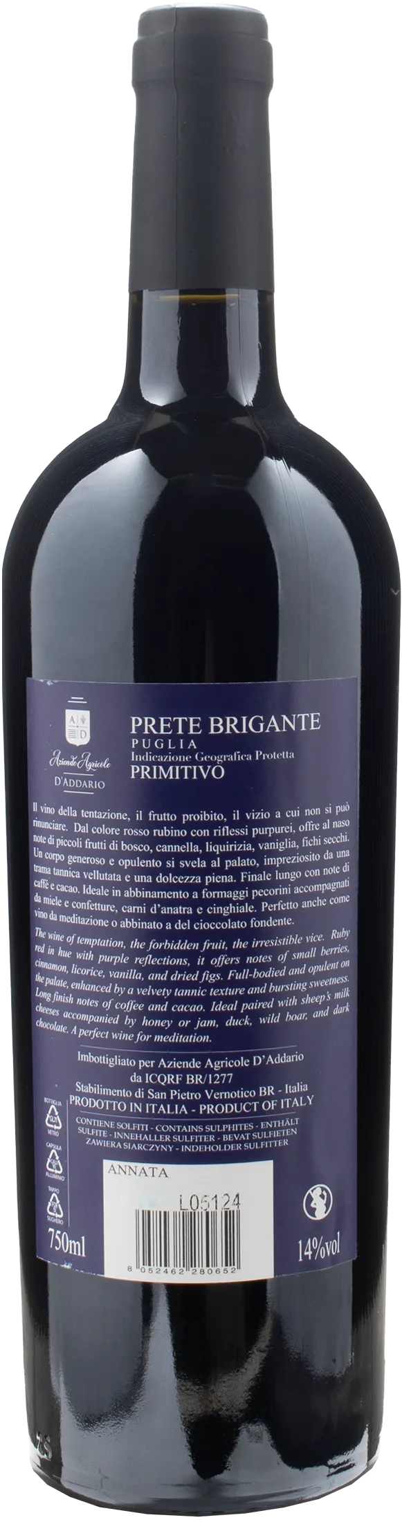 D'Addario Primitivo Puglia Prete Brigante 2022