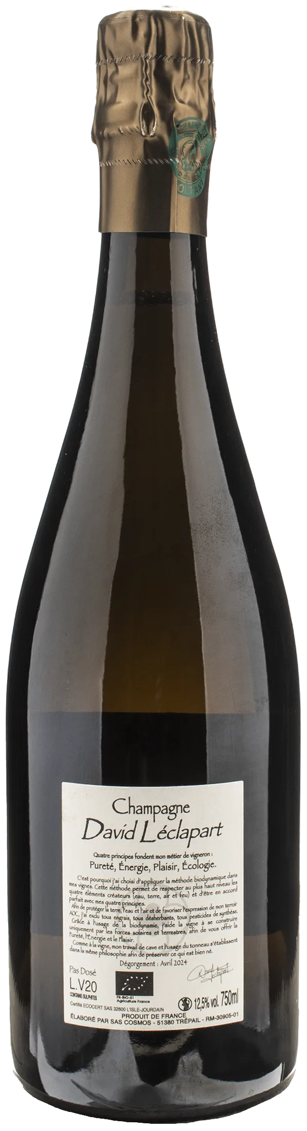 David Leclapart Champagne 1er Cru Blanc de Blancs L'Artiste Pas Dose