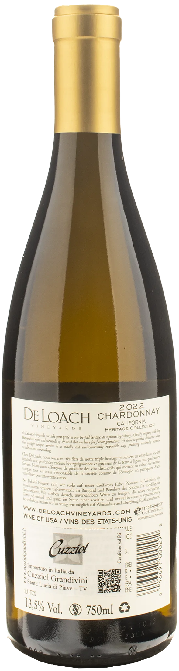 De Loach Winery Chardonnay California Heritage Reserve 2022