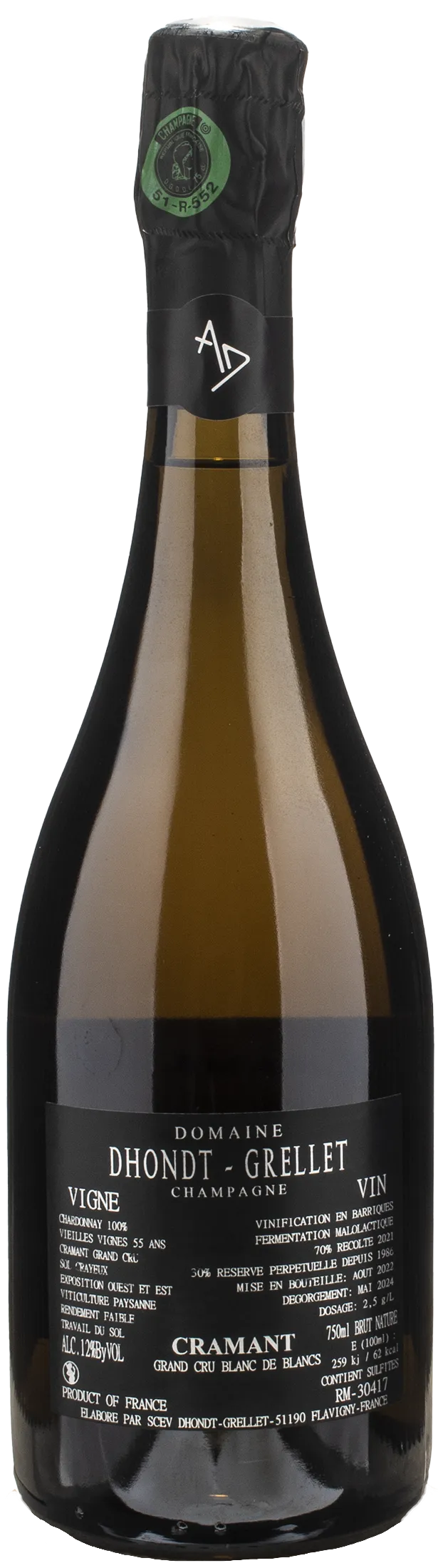 Dhondt Grellet Champagne Cramant Grand Cru Extra Brut