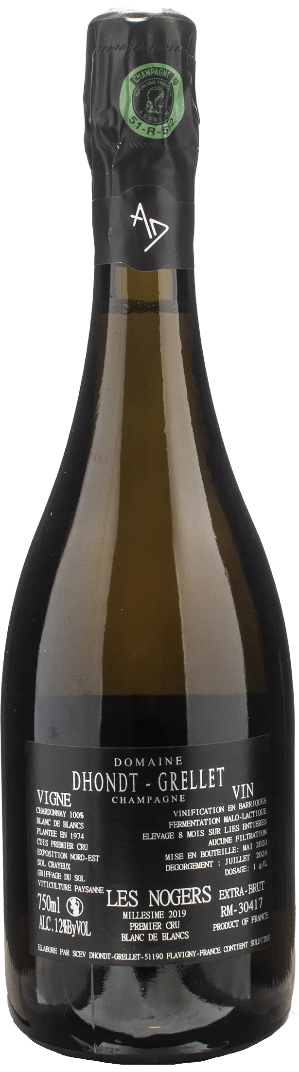 Dhondt Grellet Champagne Les Nogers 1er Cru Blanc de Blancs Extra Brut 2019