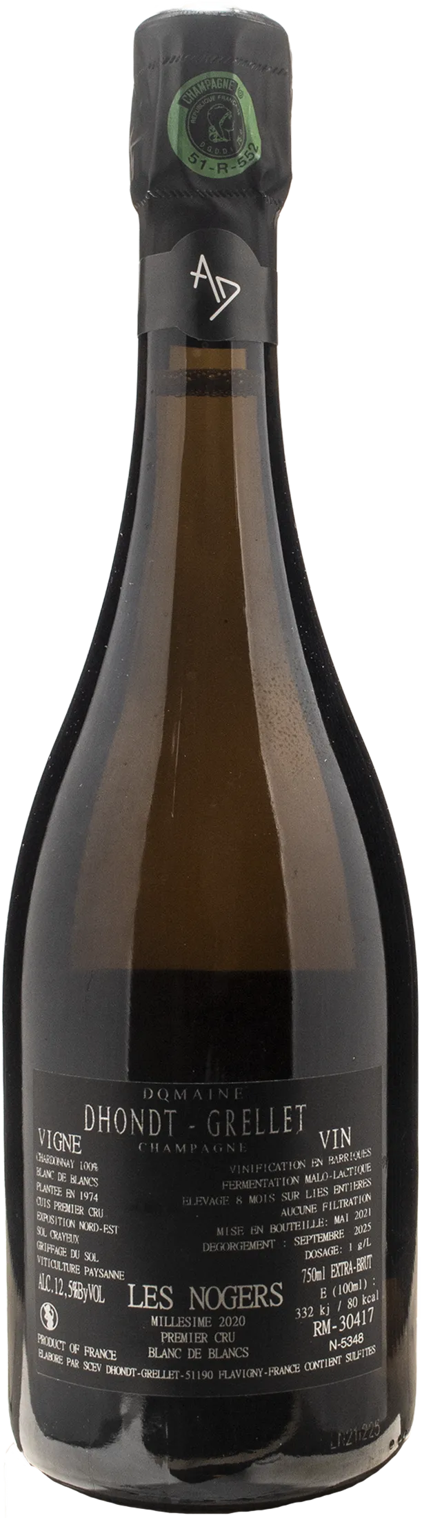Dhondt Grellet Champagne Les Nogers 1er Cru Blanc de Blancs Extra Brut 2020