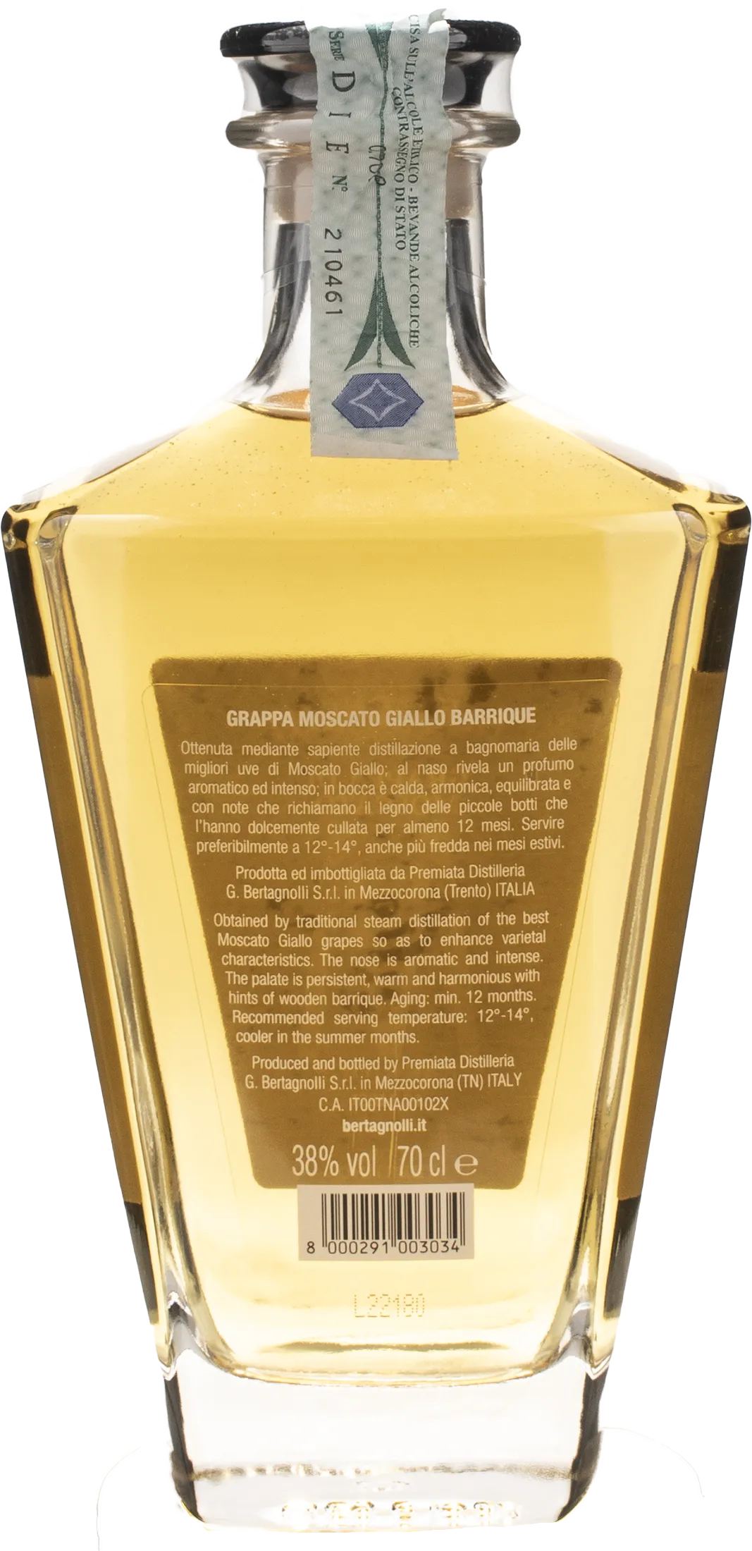 Distilleria Bertagnolli Grappa di Moscato Giallo Barrique 12 Mesi