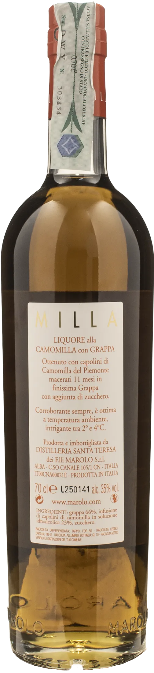 Distilleria Marolo Liquore alla Camomilla con Grappa Milla 0.7L