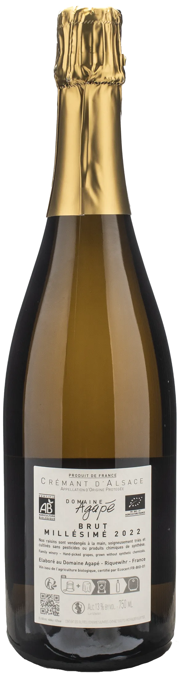 Domaine Agape Cremant d'Alsace Brut 2022