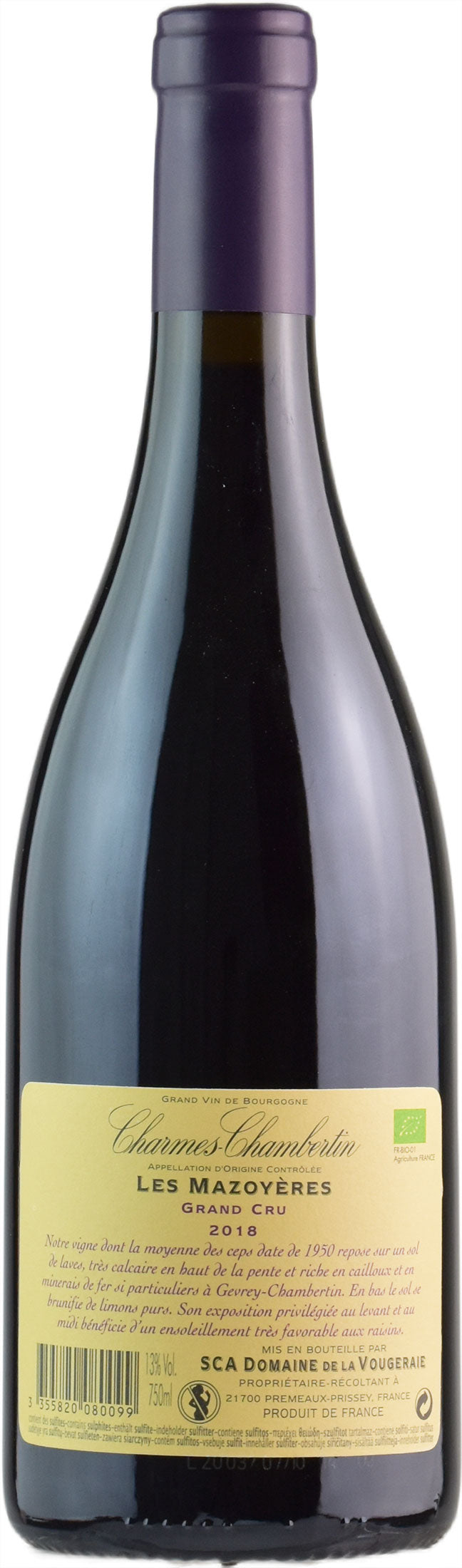 Domaine De La Vougeraie Charmes Chambertin Grand Cru Les Mazoyeres 2018