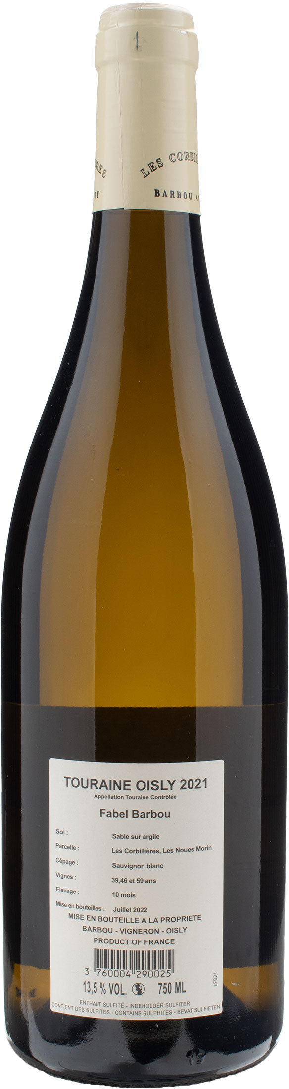 Domaine des Corbillieres Touraine Oisly Fabel Barbou 2021