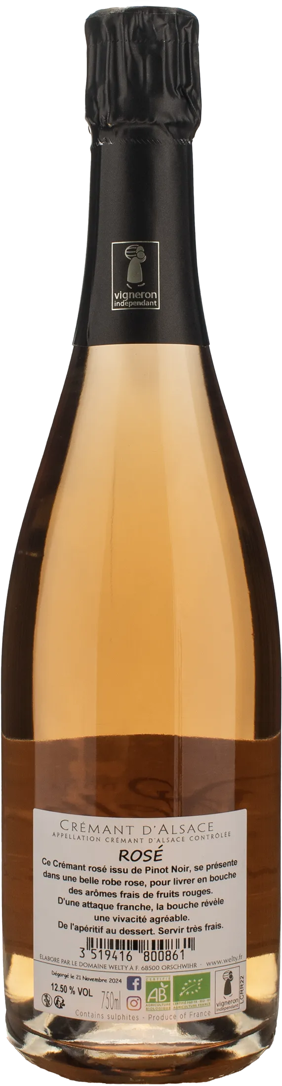 Domaine Jean Michel Welty Cremant d'Alsace Rosè Brut