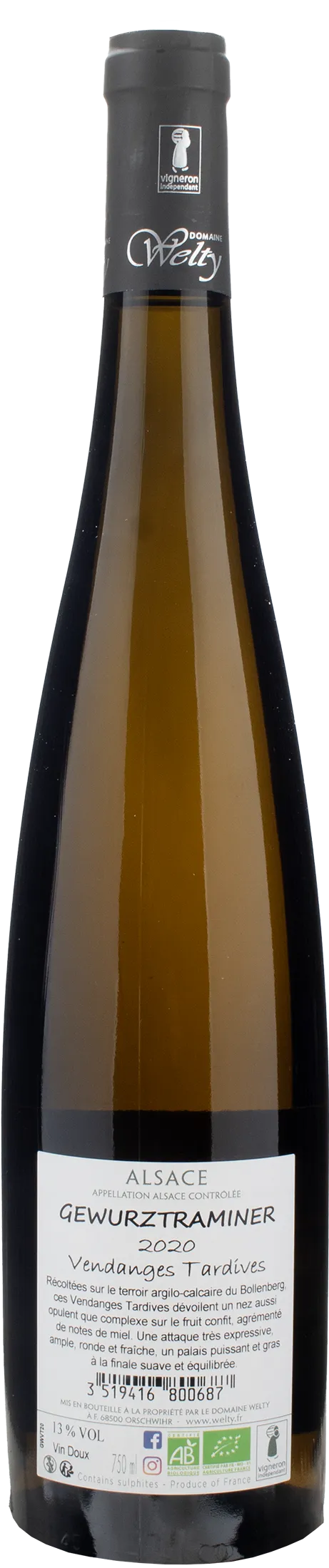 Domaine Jean Michel Welty Gewurztraminer Vendages Tardives 2020