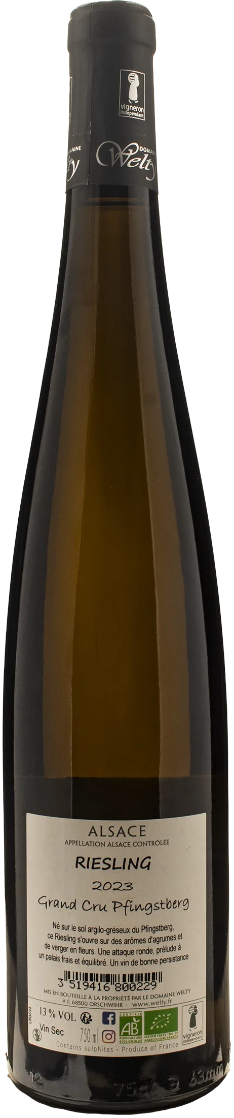 Domaine Jean Michel Welty Riesling Grand Cru Pfingstberg 2023