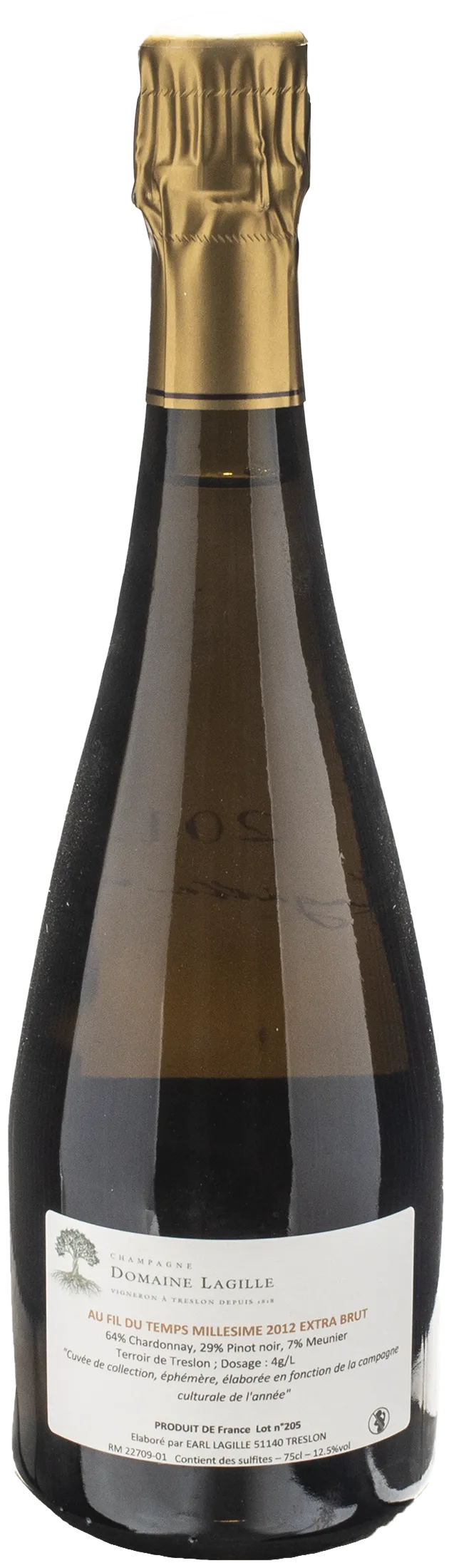 Domaine Lagille Champagne Au Fil du Temps Extra Brut 2012
