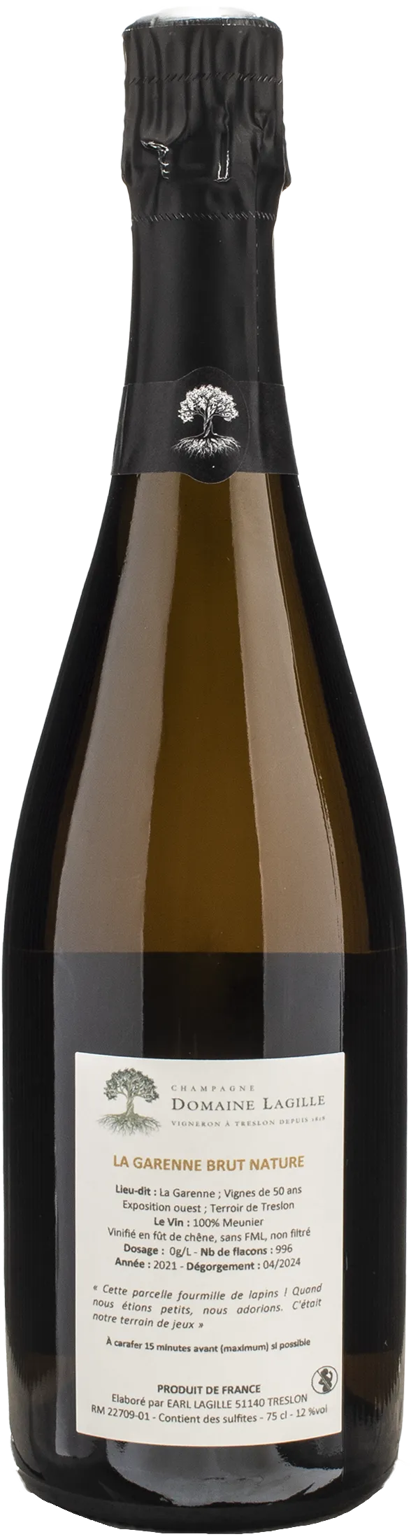 Domaine Lagille Champagne La Garenne Brut Nature