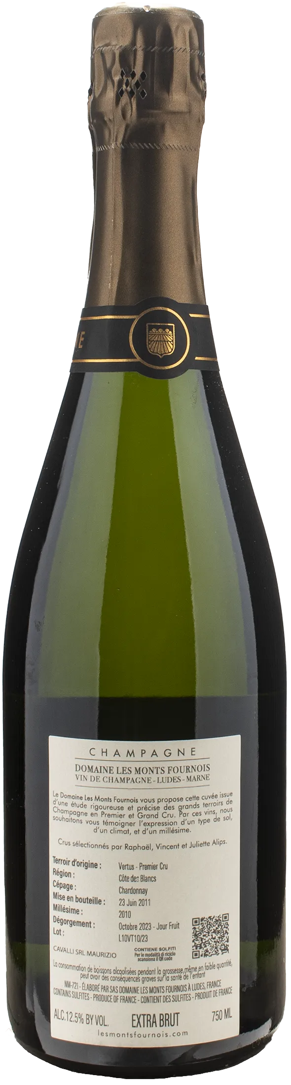 Domaine Les Monts Fournois Champagne 1er Cru Cote Extra Brut 2010