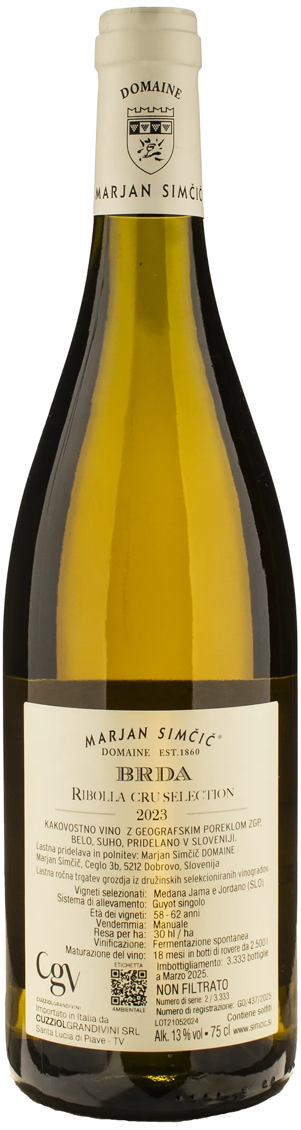 Domaine Marjan Simcic Ribolla Cru Selection BRDA 2023