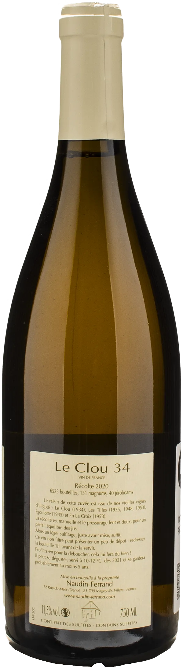 Claire Naudin Ferrand Aligote Le Clou 34 2020