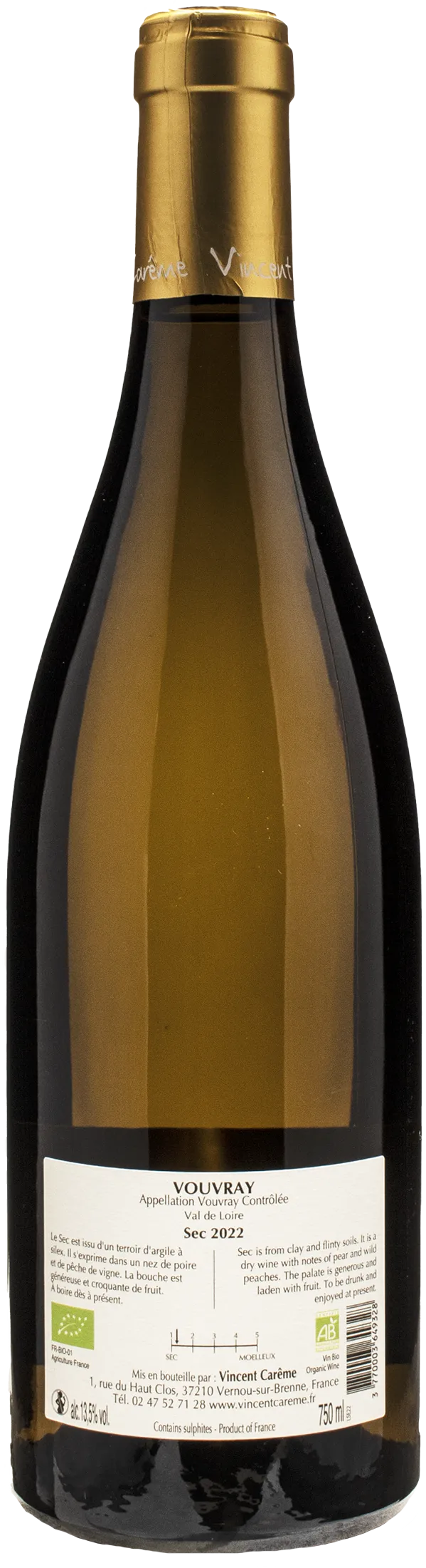 Domaine Vincent Carême Vouvray Sec 2022